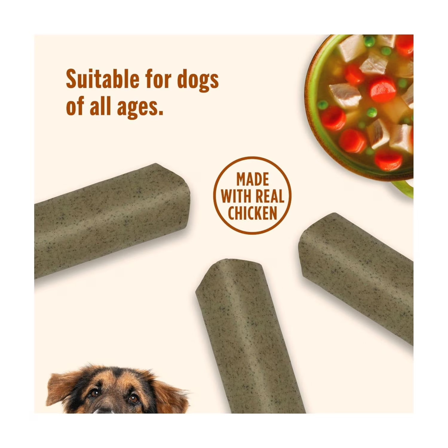 (4 pack) Nutrish Soup Bones Premium Dog Chews Chicken Veggies 11 Chew, 23.1 oz