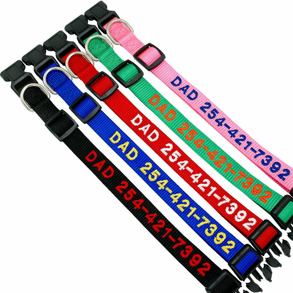 Durable Personalized Custom Embroidered Nylon Dog Collar Adjustable Name number