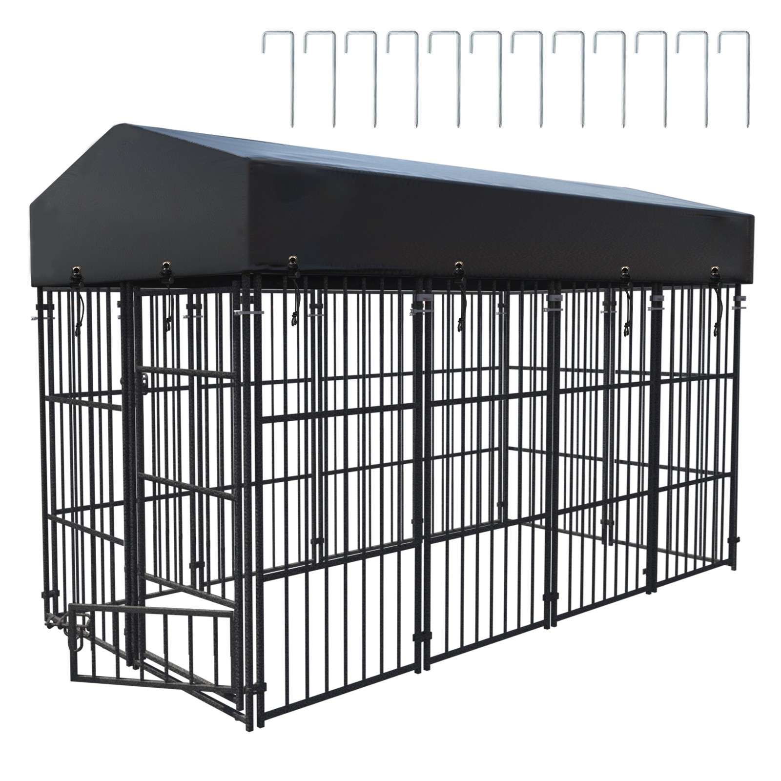 Heavy Duty Dog Kennel Upgrade Antirust Metal Pet Playpen Large Animal Cage House