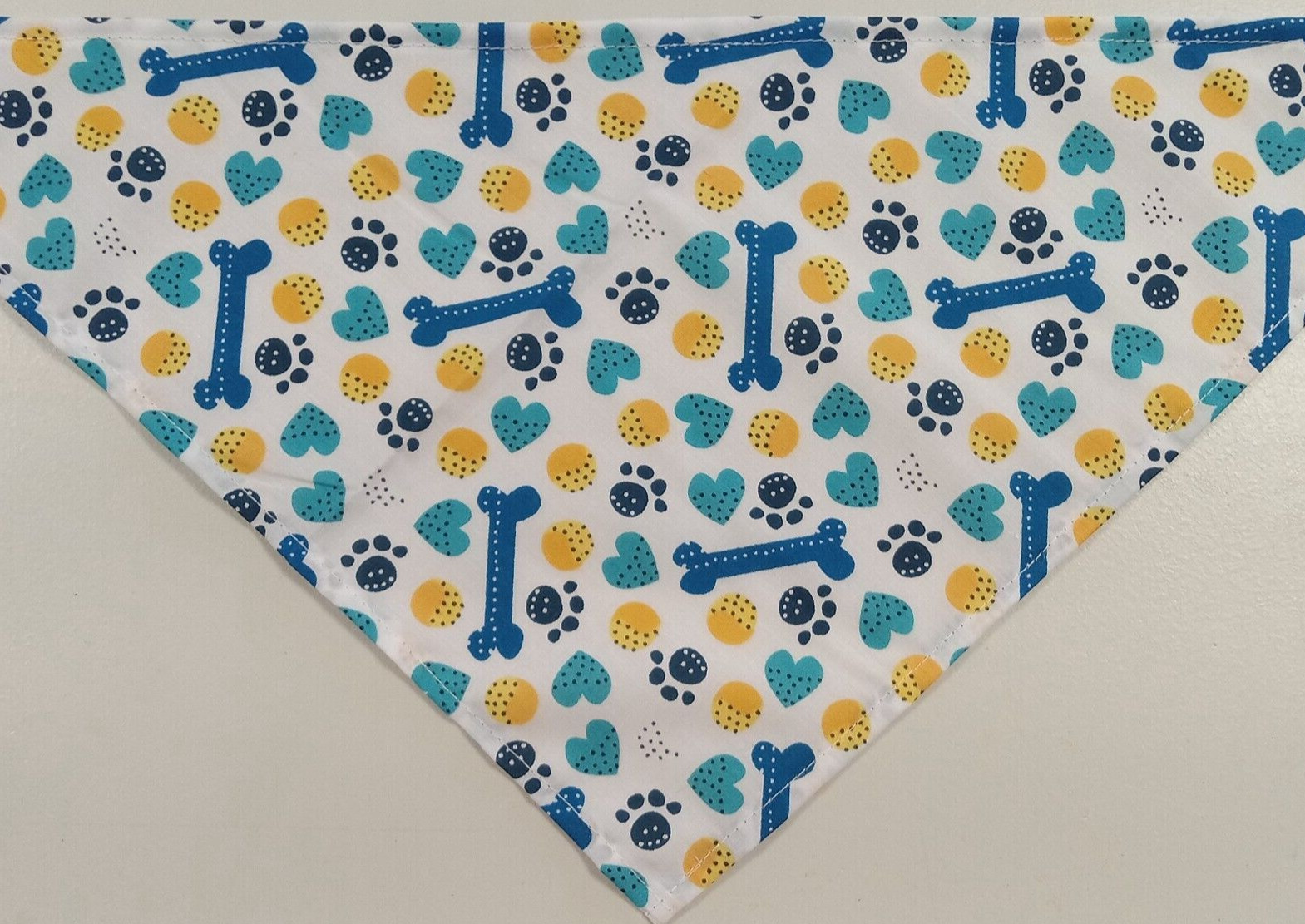 Dog Bandana/Scarf, Tie/Slide On, Blue, Bones, Hearts, Paw Prints, XS, M, L
