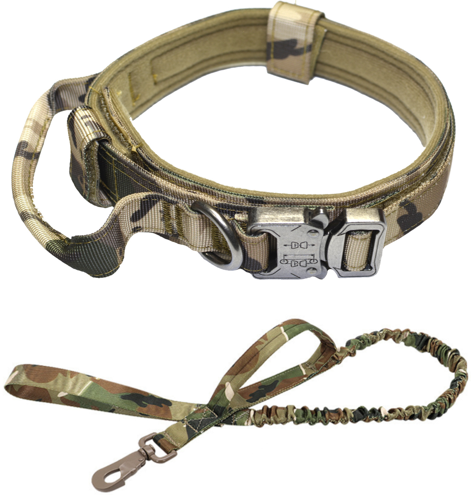 Dog Leash Collar Heavy Duty K9 Tactical Training Pet Metal Buckle Kit Set M L XL