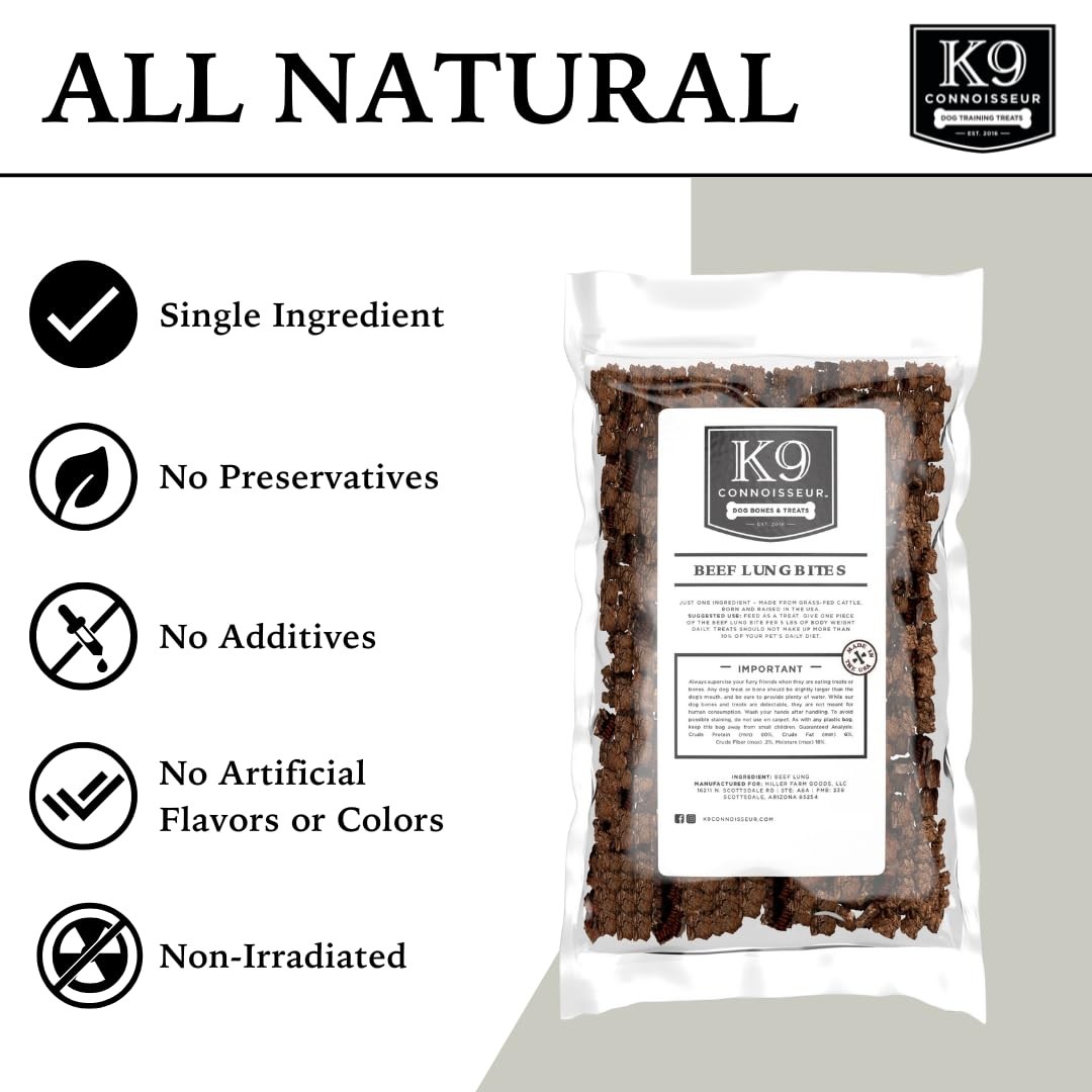 Beef Lung Dog Training Treats 8 oz | All Natural, Grain Free, USA Made