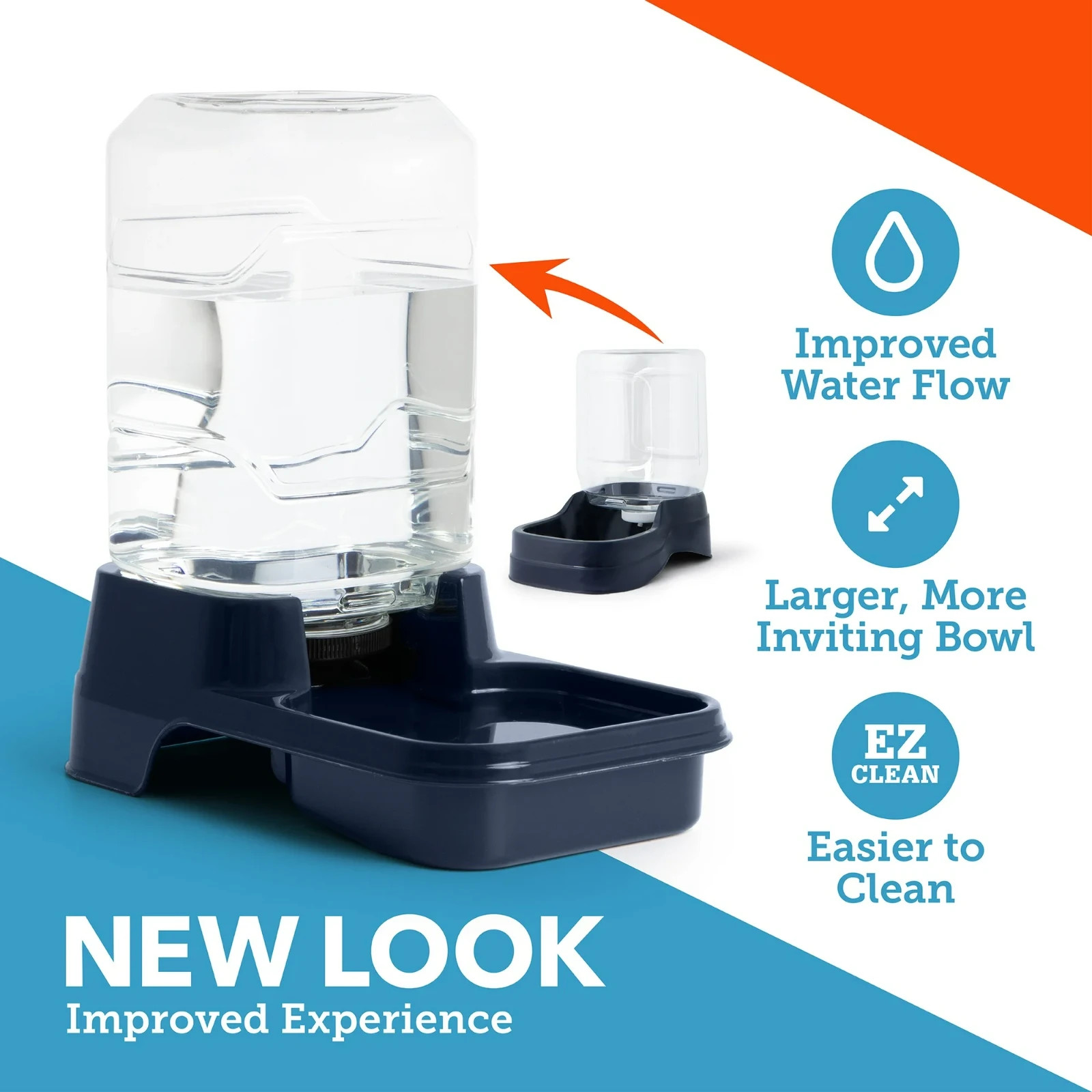 Vibrant Life XS Gravity Pet Waterer 0.4 Gallon Navy for Small Dogs & Cats