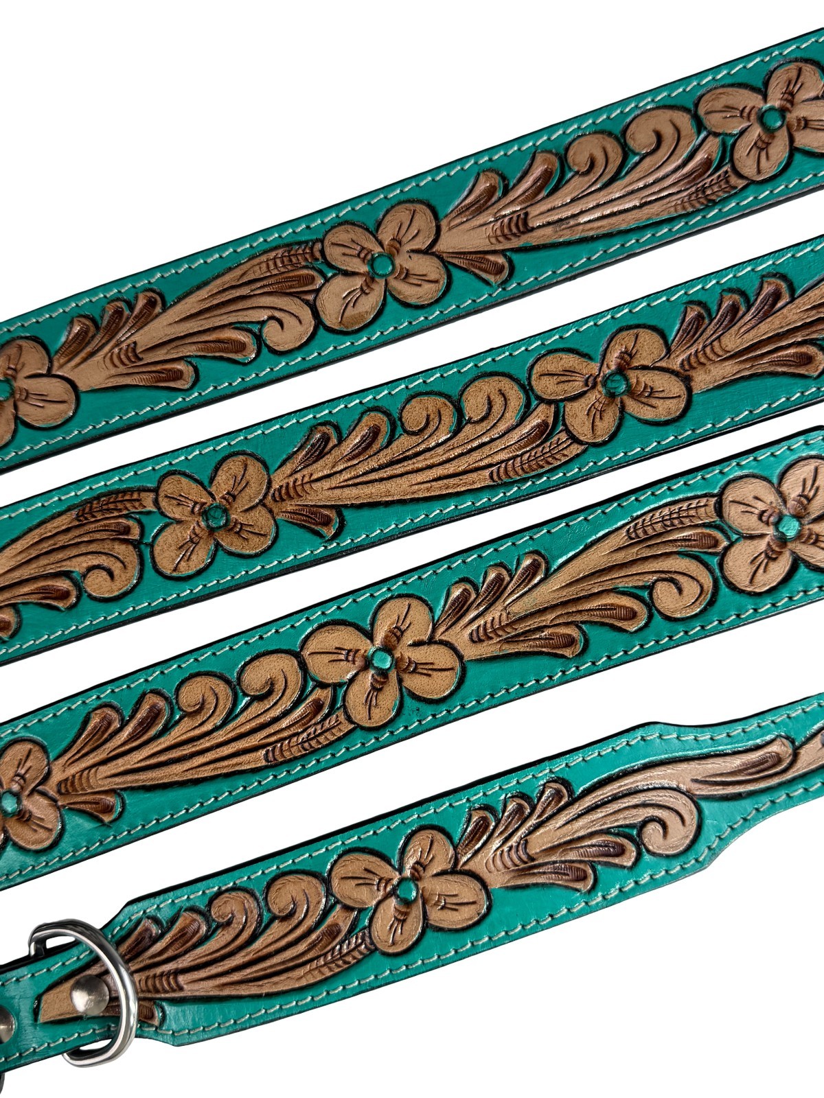 Western Leather Handmade Pet Dog Collar Heavy Duty Hand Tooled Adjustable