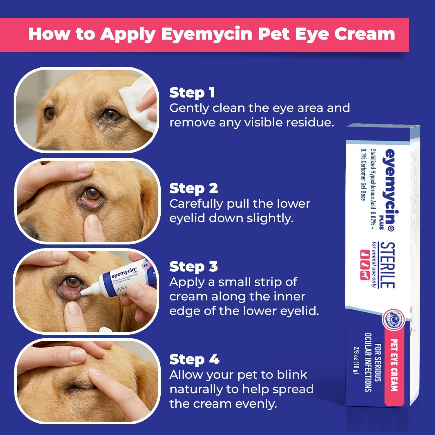 EYEMYCIN Pet Eye Health for Dogs, Cats, Cattle, Sheep, Horses, Birds and Puppies