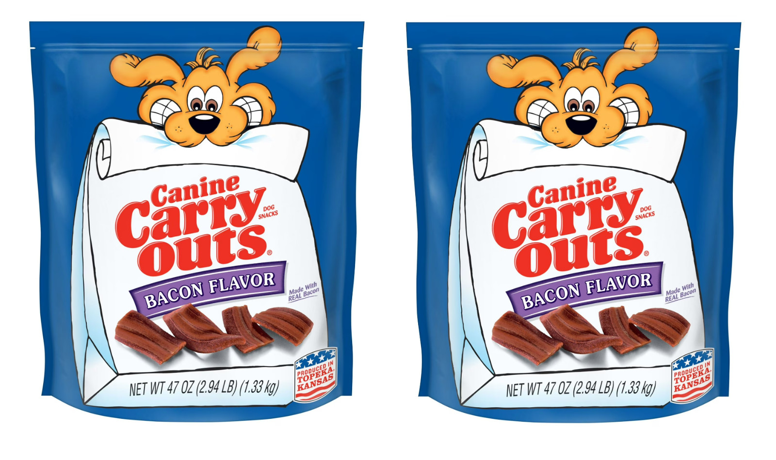 Canine Carry Outs Bacon Flavor Dog Treats, 47oz Bag 2 pack