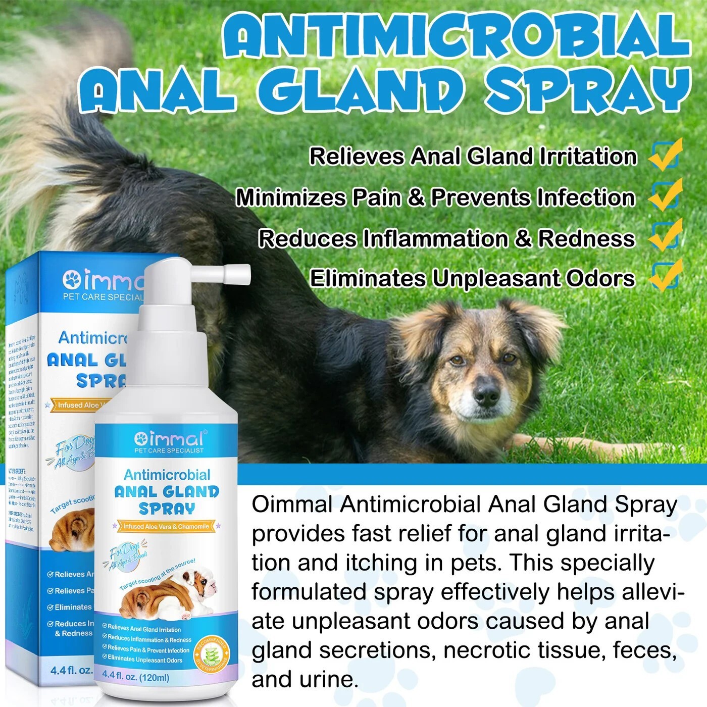 Dog Anal Gland Fast Pain Relieves & Soothes Itching, Anti-Itch Spray for Dogs