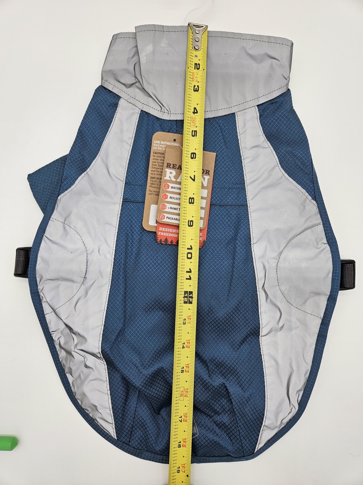 Arcadia Trail Reflective Dog Raincoat High Vis Blue Teal Packable Jacket Medium