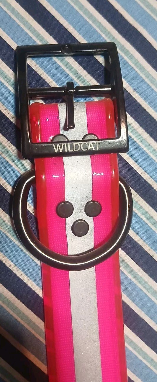 1 1/2″ Wide X 20 ” Long At Last Hole Dog Collar HOT PINK REFLECTIVE New Item.