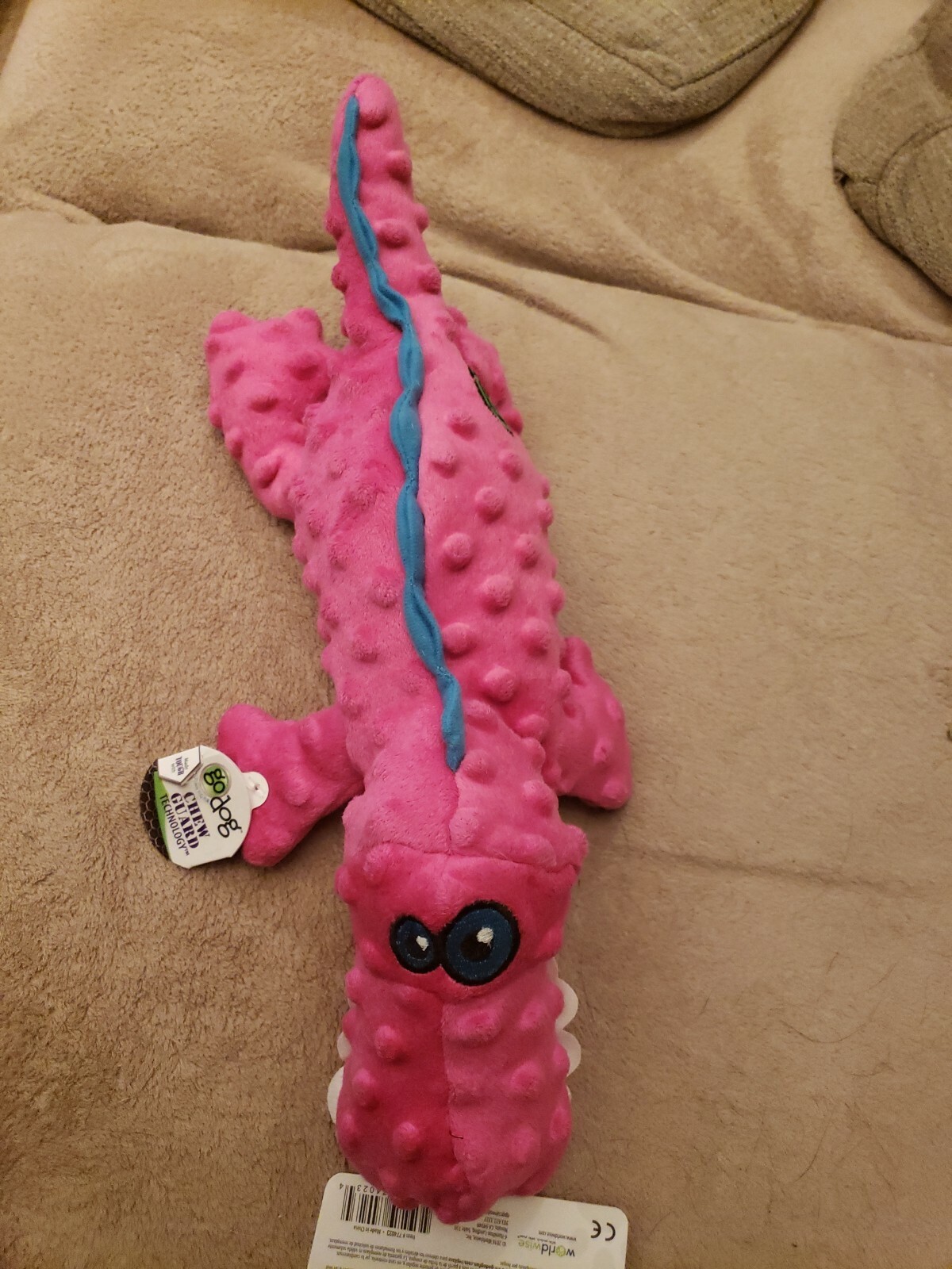 GoDog Pink Gator Dog Toy w/ Chew Guard Technology – LARGE – Squeaks