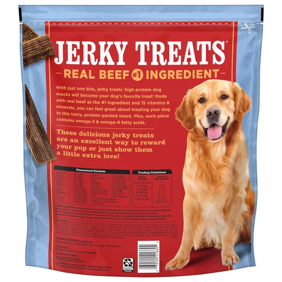JERKY TREATS DOG SNACKS 60 OZ, REEL BEEF INGREDIENT, HIGH PROTEIN EXP: 02/27
