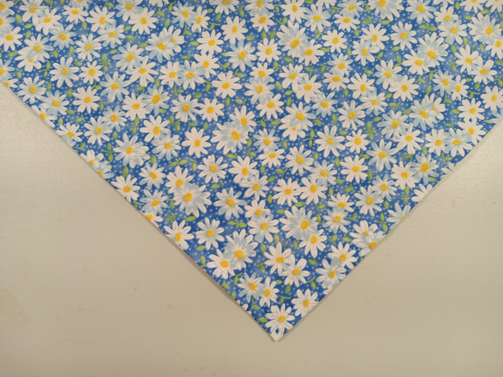 Dog Bandana/Scarf, Tie On, White, Yellow, Daisies, Blue, xS,S,M,L