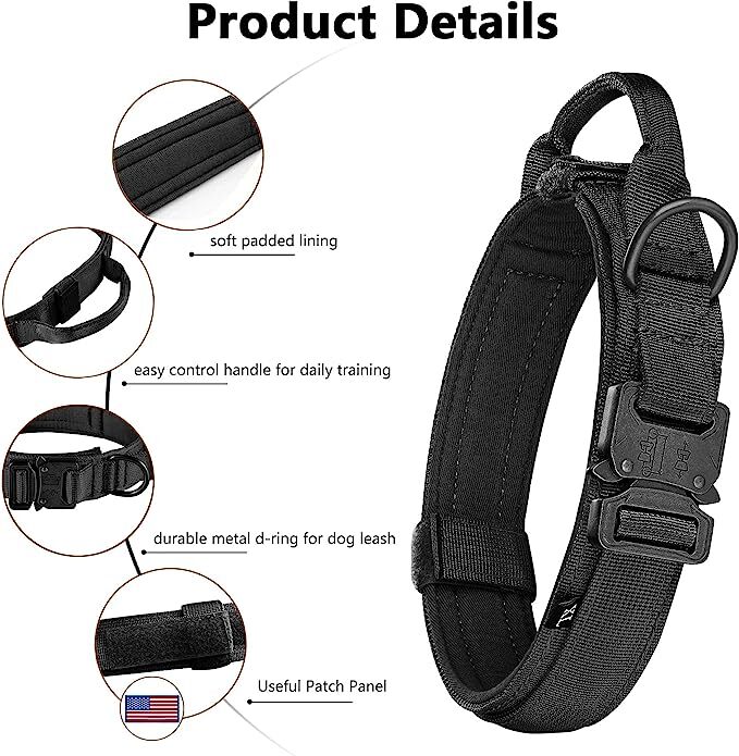 Tactical Dog Collar w/ Handle +Leash Heavy Duty Military Service Canine Training