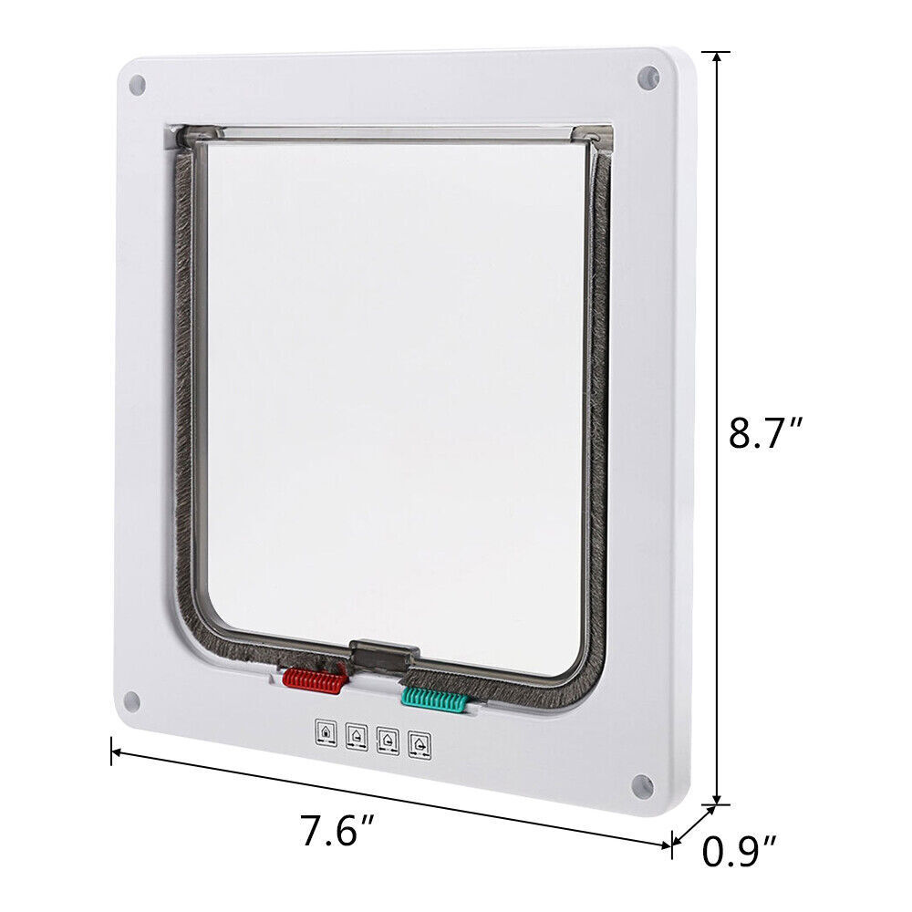 S/M/L/XL Pet Flap Door Frame Dog Cat Magnetic Lock Square Gate 4 Ways Lockable