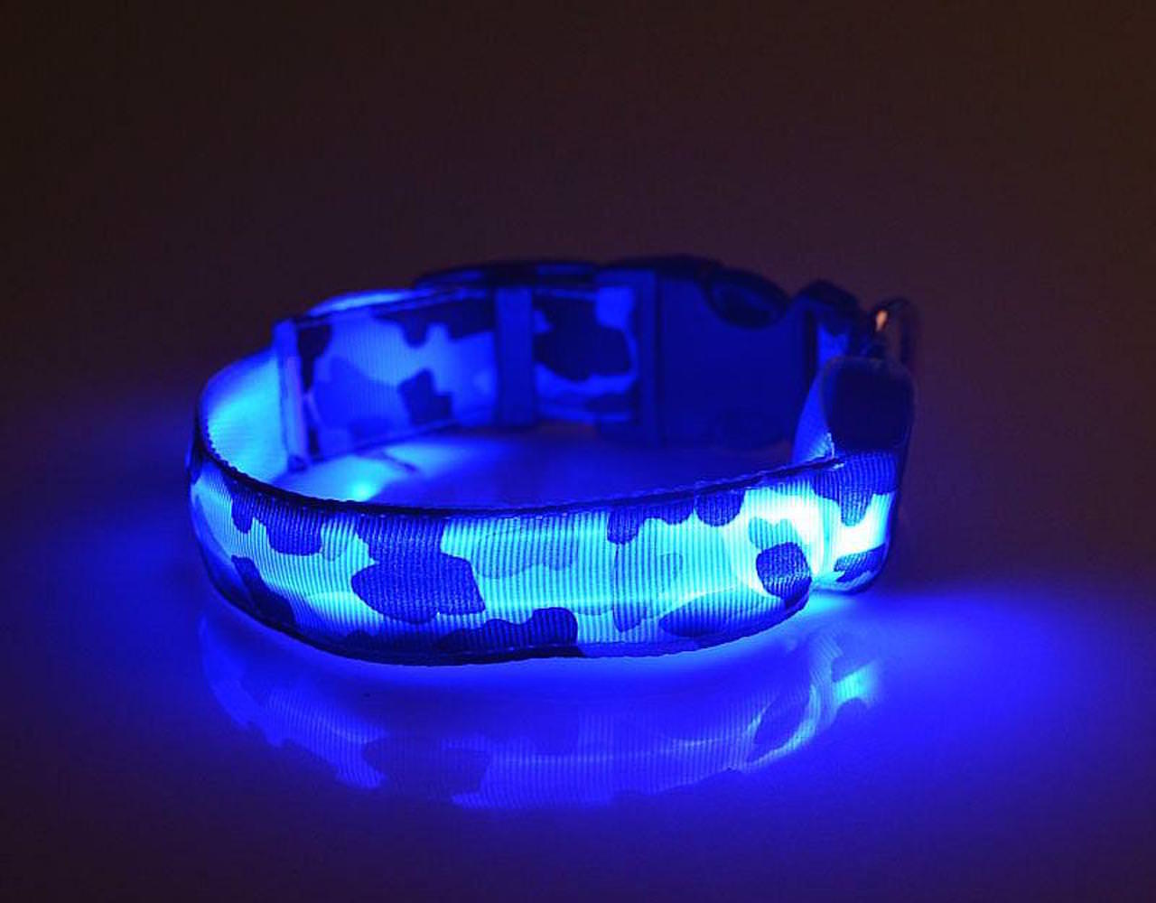 USB RECHARGEABLE LED CAMO COLLAR Camouflage Pet Dog Glow Flashing Light Safety