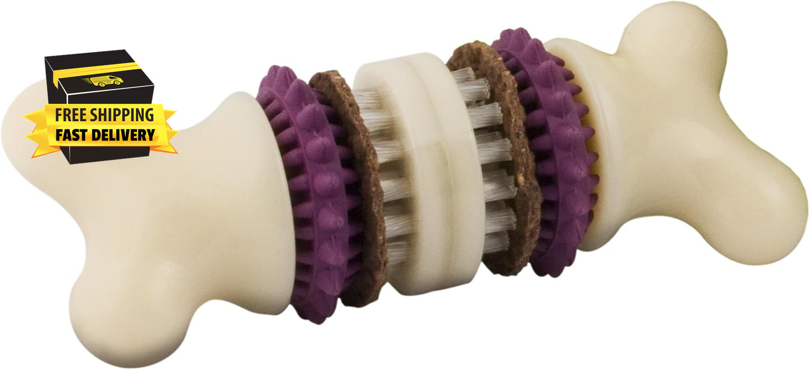 Busy Buddy Bristle Bone – Durable Dog Chew Toy with Bristles & Rubber Nubs for D