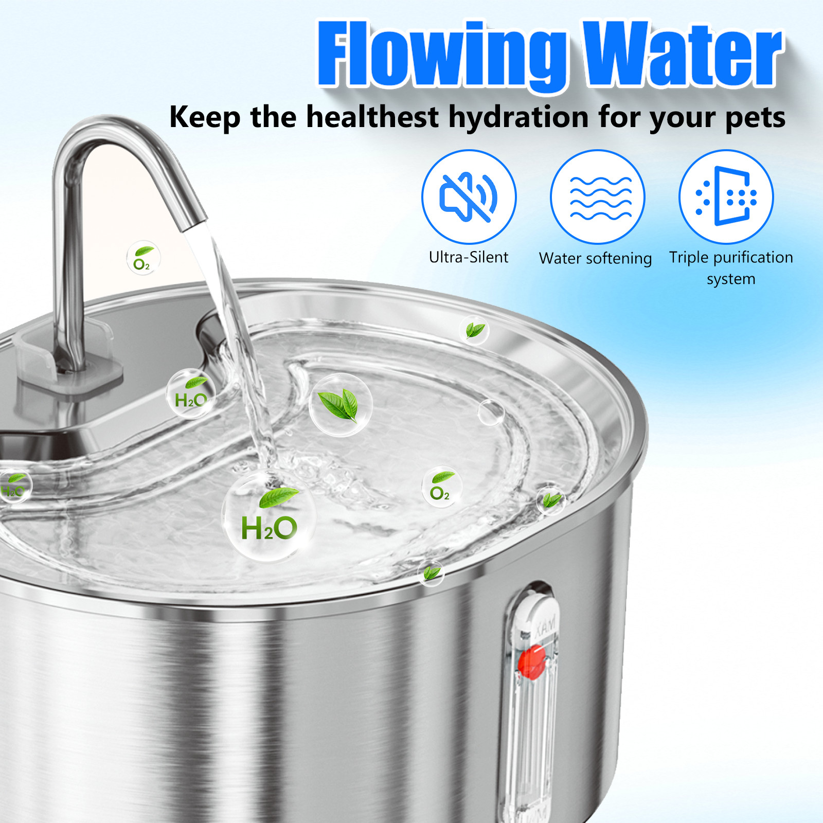 Cat Water Fountain Stainless Steel 108Oz/3.2L Corded Pet Water Dispenser