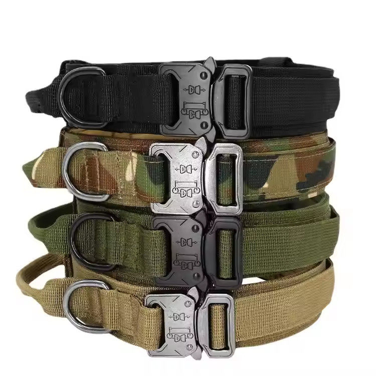 Tactical Dog Collar w/ Handle +Leash Heavy Duty Military Service Canine Training