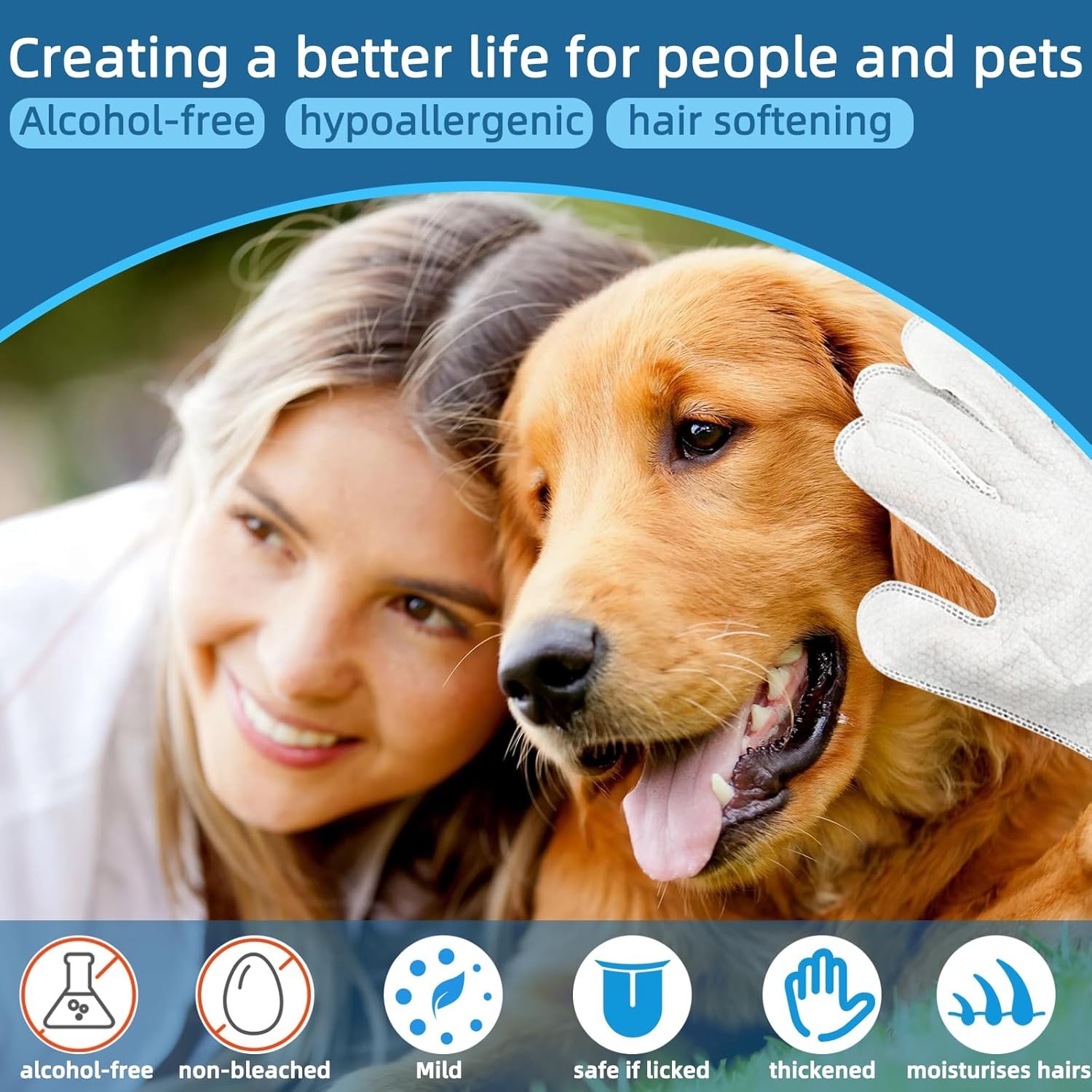 Pet Grooming Gloves Wet Wipes For Dogs And Cats Dog Cleaning Glove Wipes