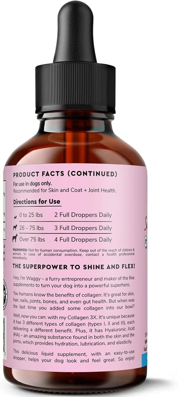 Premium Collagen for Dogs – Liquid Collagen for Dogs with Hyaluronic Acid – 4 oz