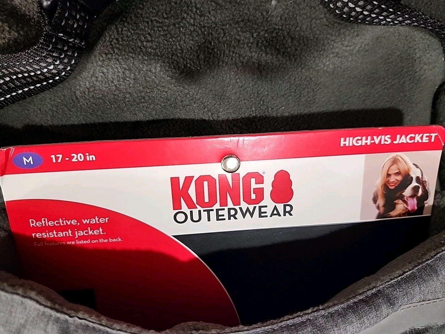 KONG Outerwear MEDIUM High Vis Water Resistant DOG JACKET 17″-20″ New NWTS