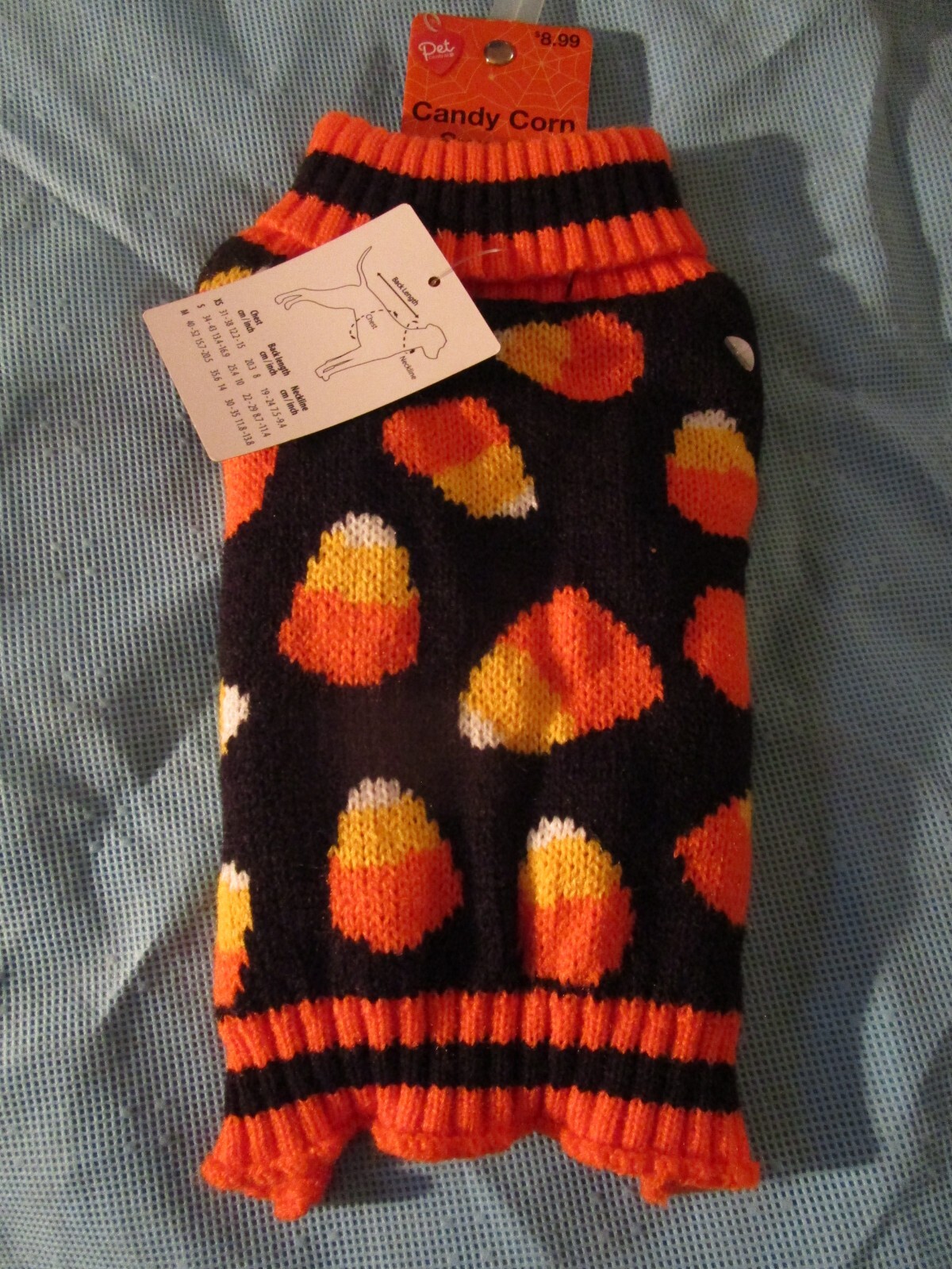 Pet Central Candy Corn Dog Sweater Size Halloween Black & Orange XS Xtra Small