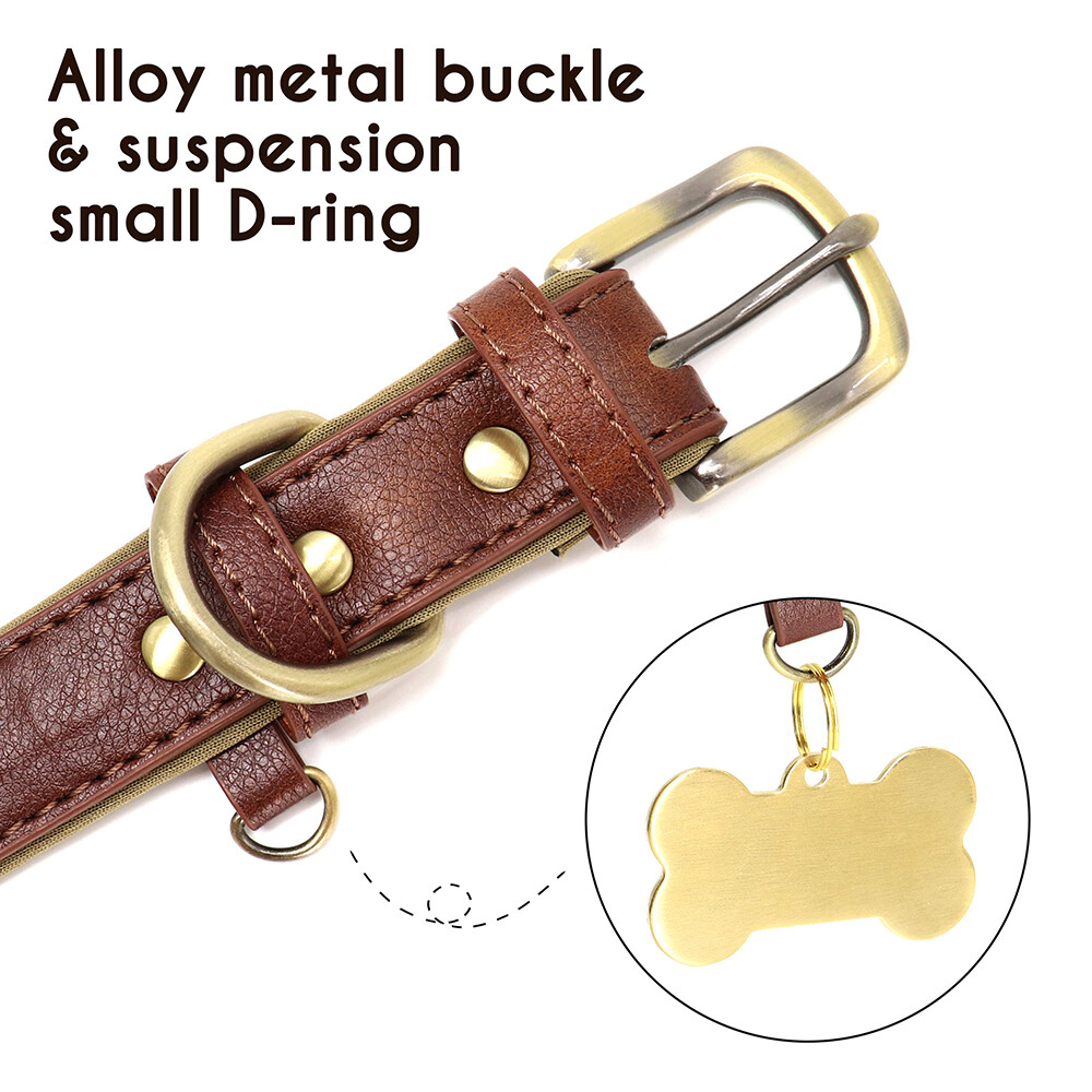 PERSONALIZED Soft Leather Dog Collar Custom Puppy Cat Name Free Engraved XS-XL