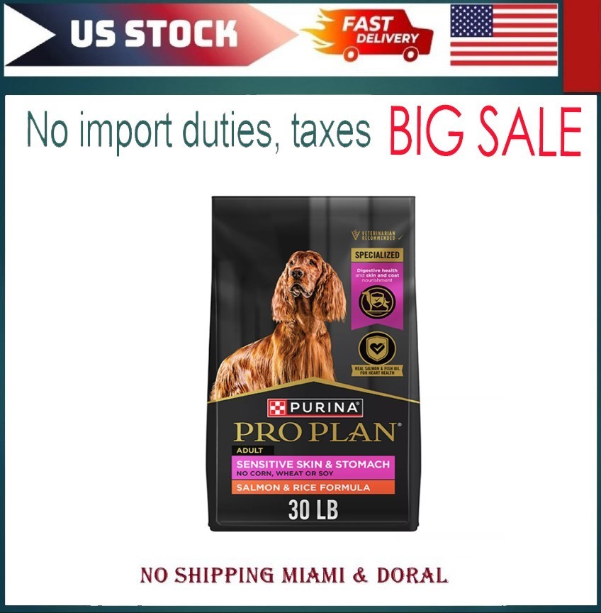 Purina Pro Plan Sensitive Skin, Stomach Salmon and Rice Formula Dog Food, 30 lbs
