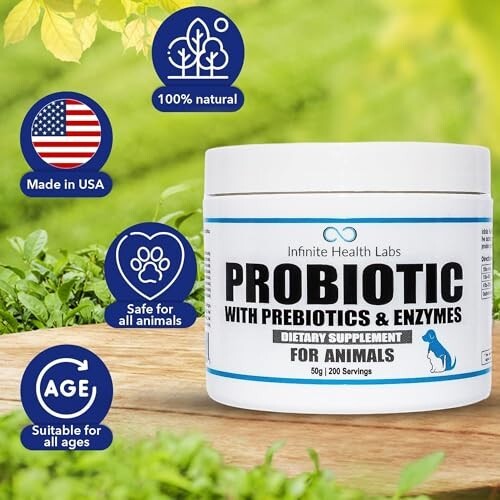 Probiotic, Prebiotic, Digestive Enzyme Powder for Dogs – 200 Servings