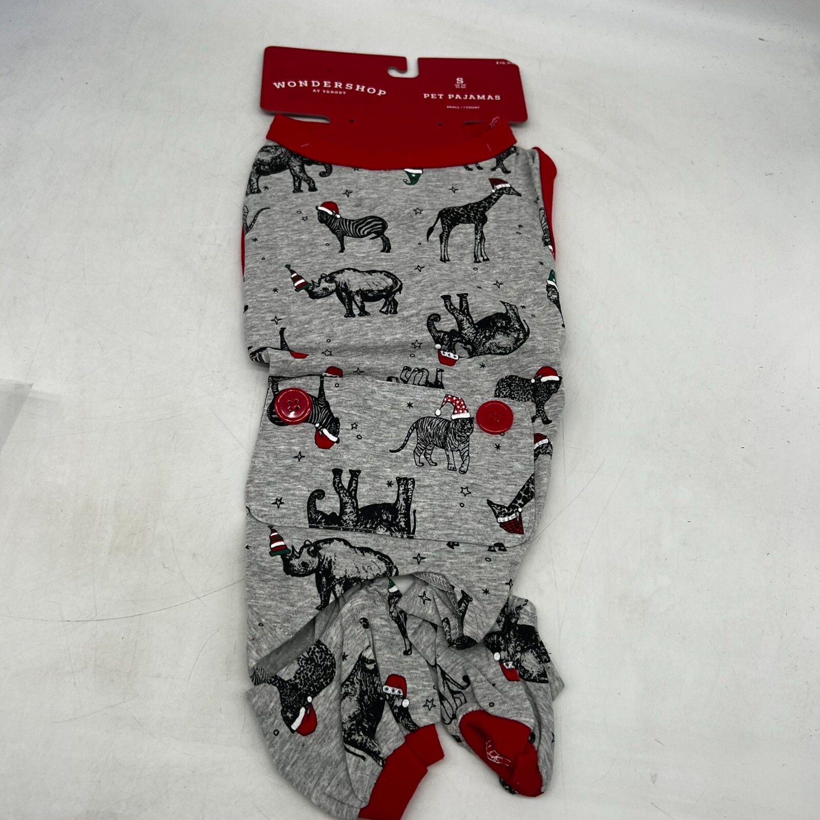 Holiday Merry Christmas Safari Flannel Dog Cat Family Gray Warm Pajamas SZ S
