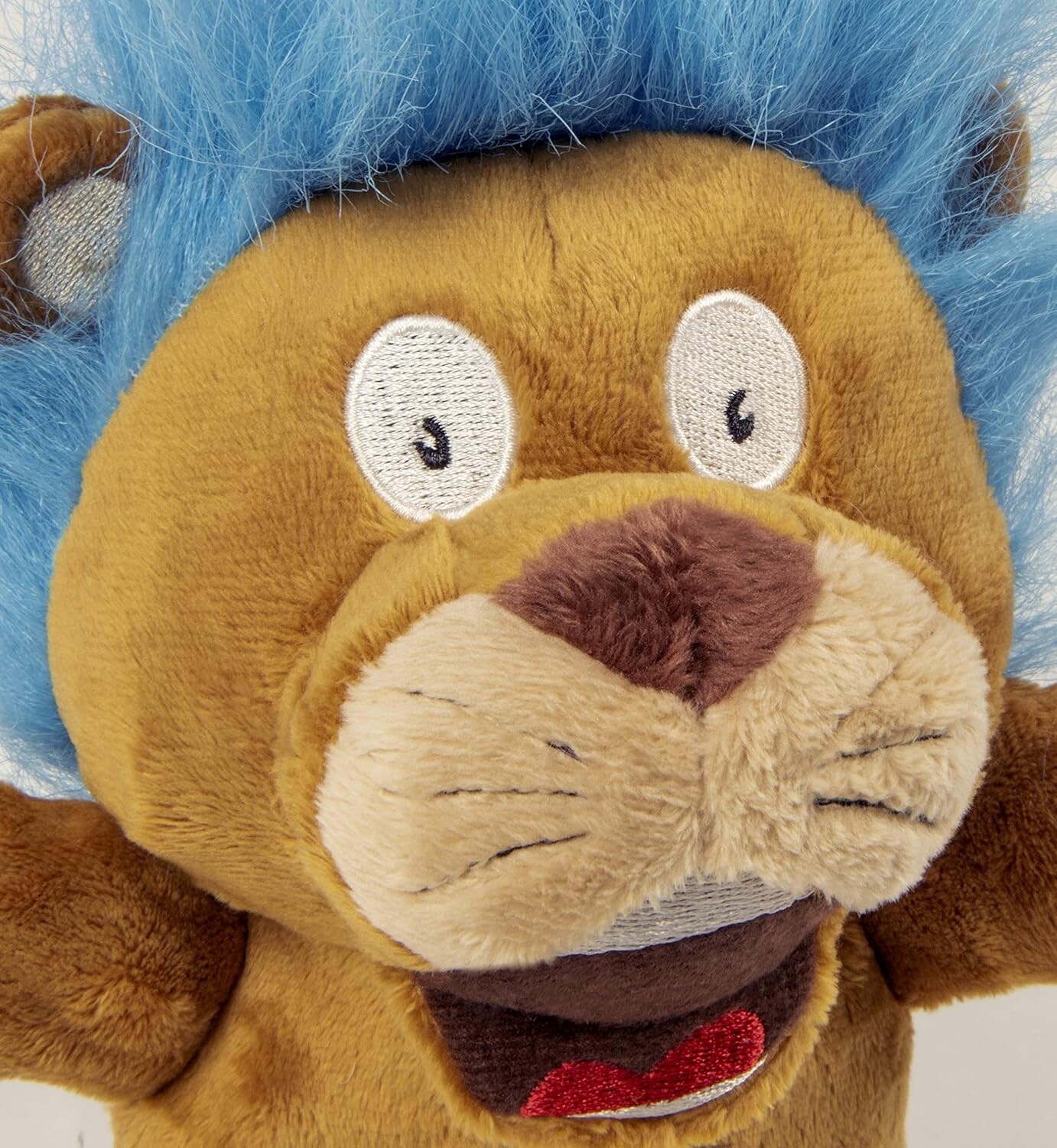 goDog Crazy Hairs Lion Silent Squeak Plush Dog Toy, Chew Guard Technology – Tan