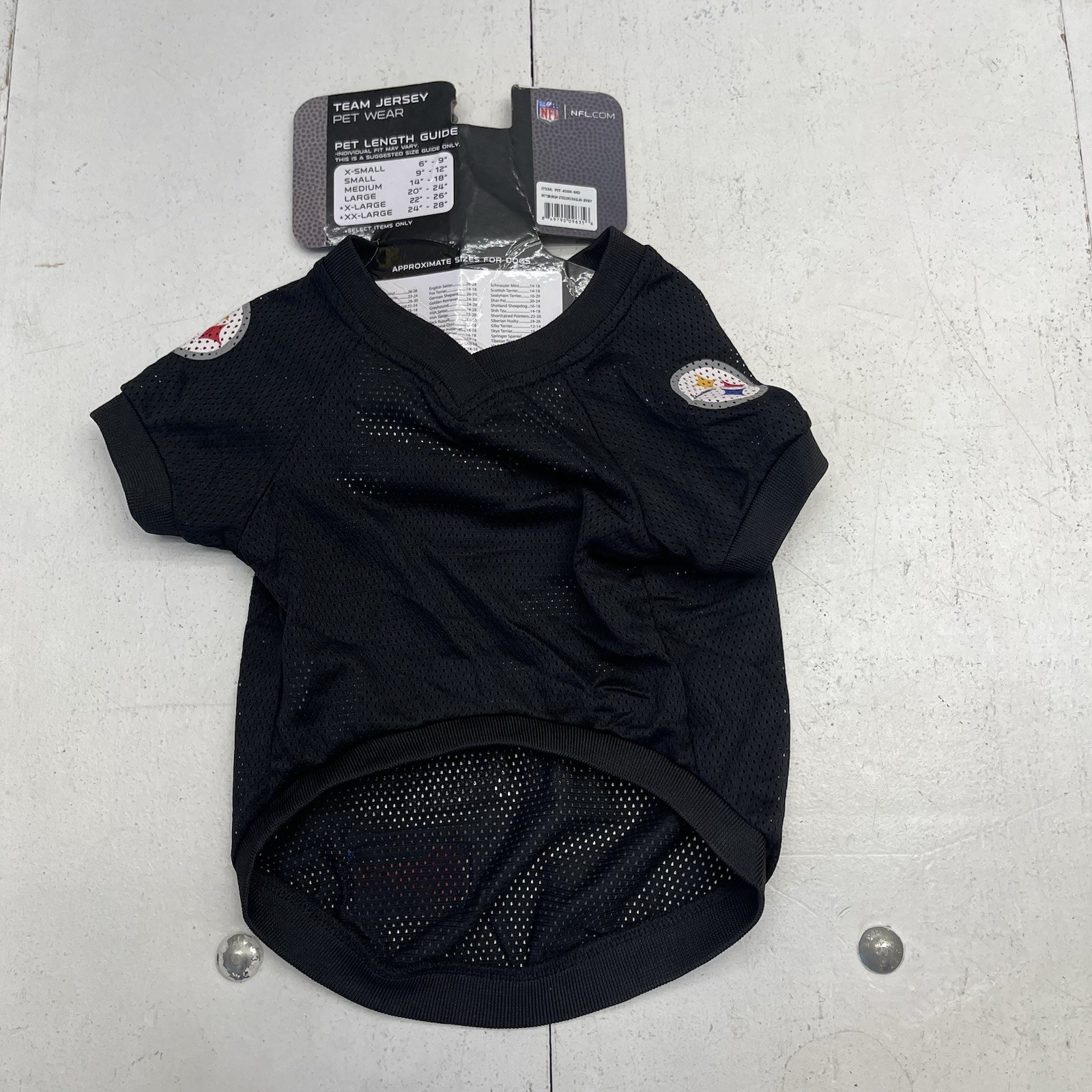 NFL Pittsburg Steelers Black Mesh Short Sleeve Pet Dog Jersey Size M Defects