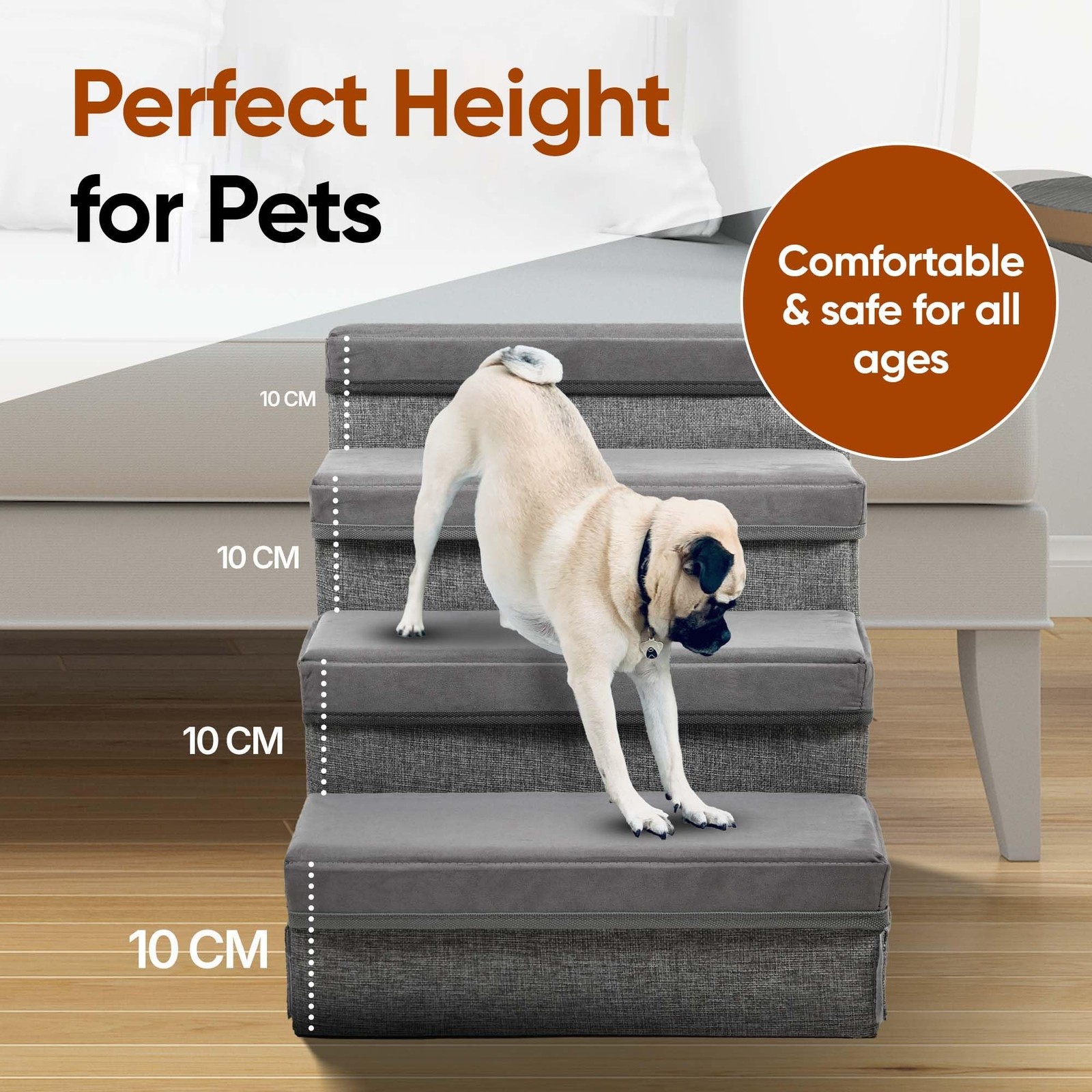 BOSQUE Dog Stairs for High Bed, Foldable Pet Stairs for Small Medium or Large…