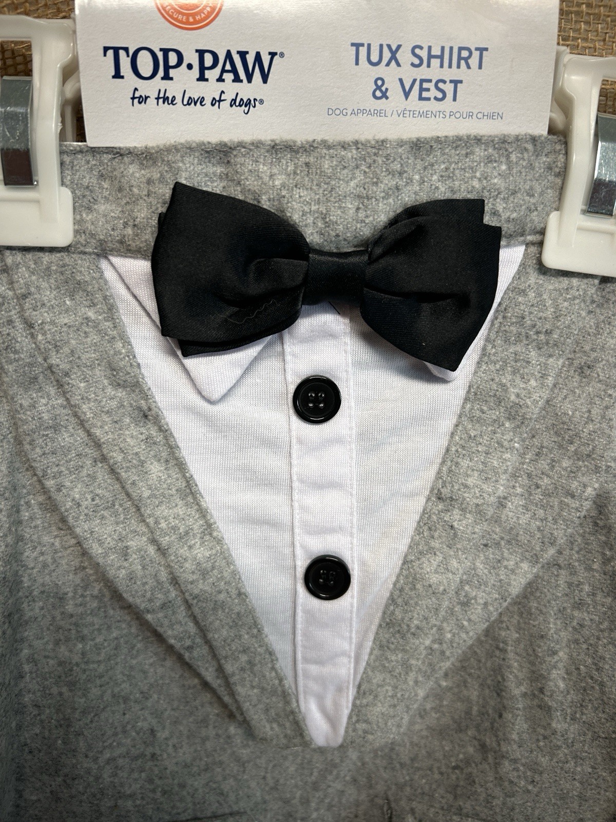 NWT Top Paw 2 Piece Set Dog Wedding Tux Shirt Tie And Vest Gray XS, S, M, L, XL