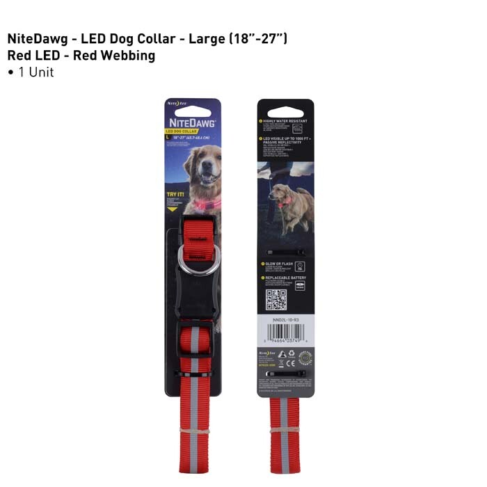 NiteDawg LED Dog Collar – Lighted Safety Blinking Walking Hunting Camping Night