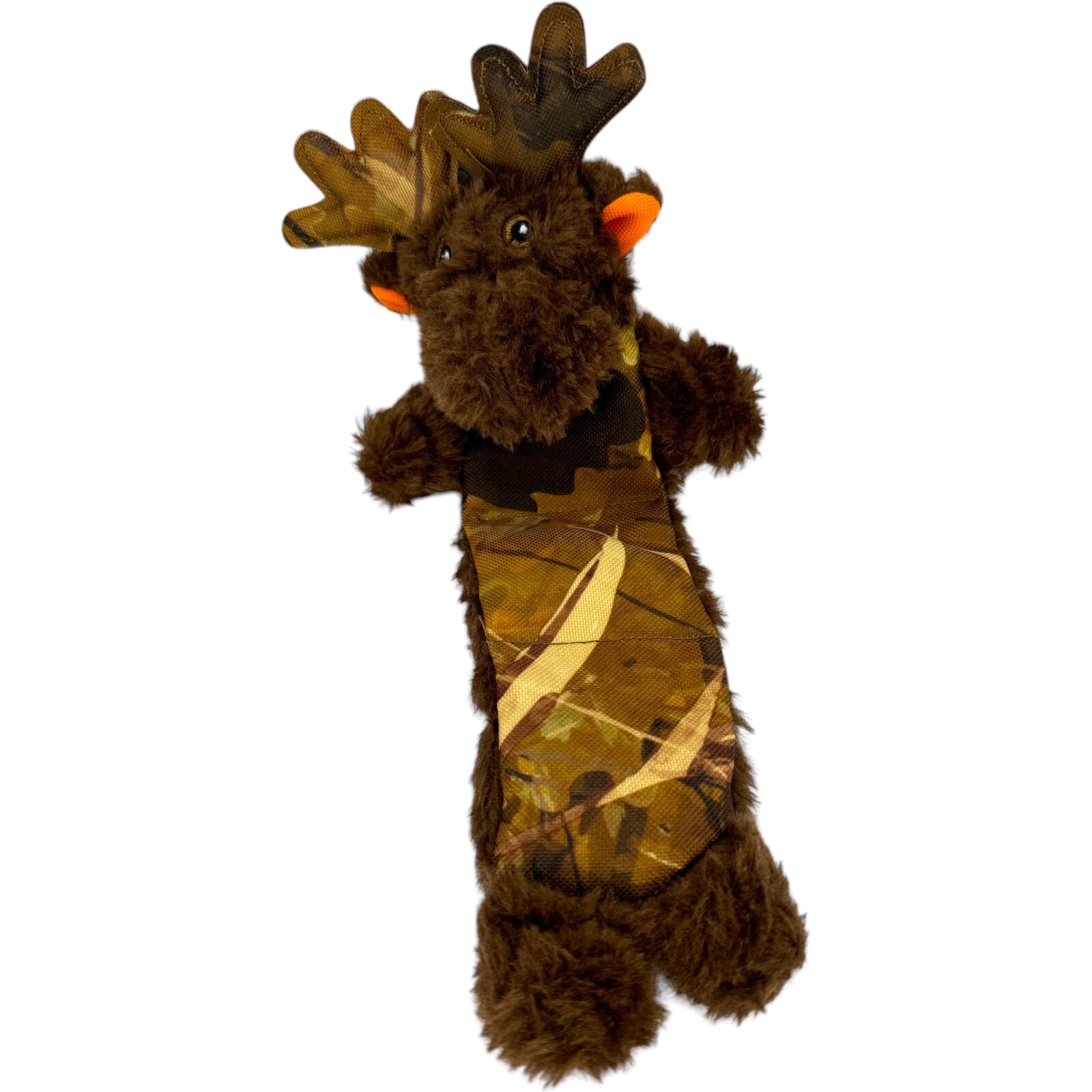 Vibrant Life Tough Buddy Camo Moose Brown Tug Chew Toy Level 3 Squeak Small Dog
