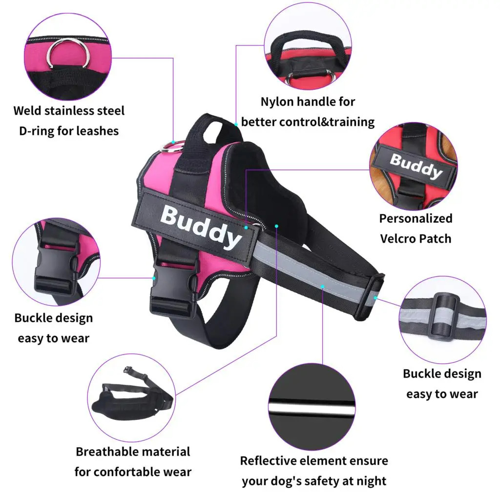 Custom Dog Harness with Name Reflective No Pull Adjustable Pet Vest