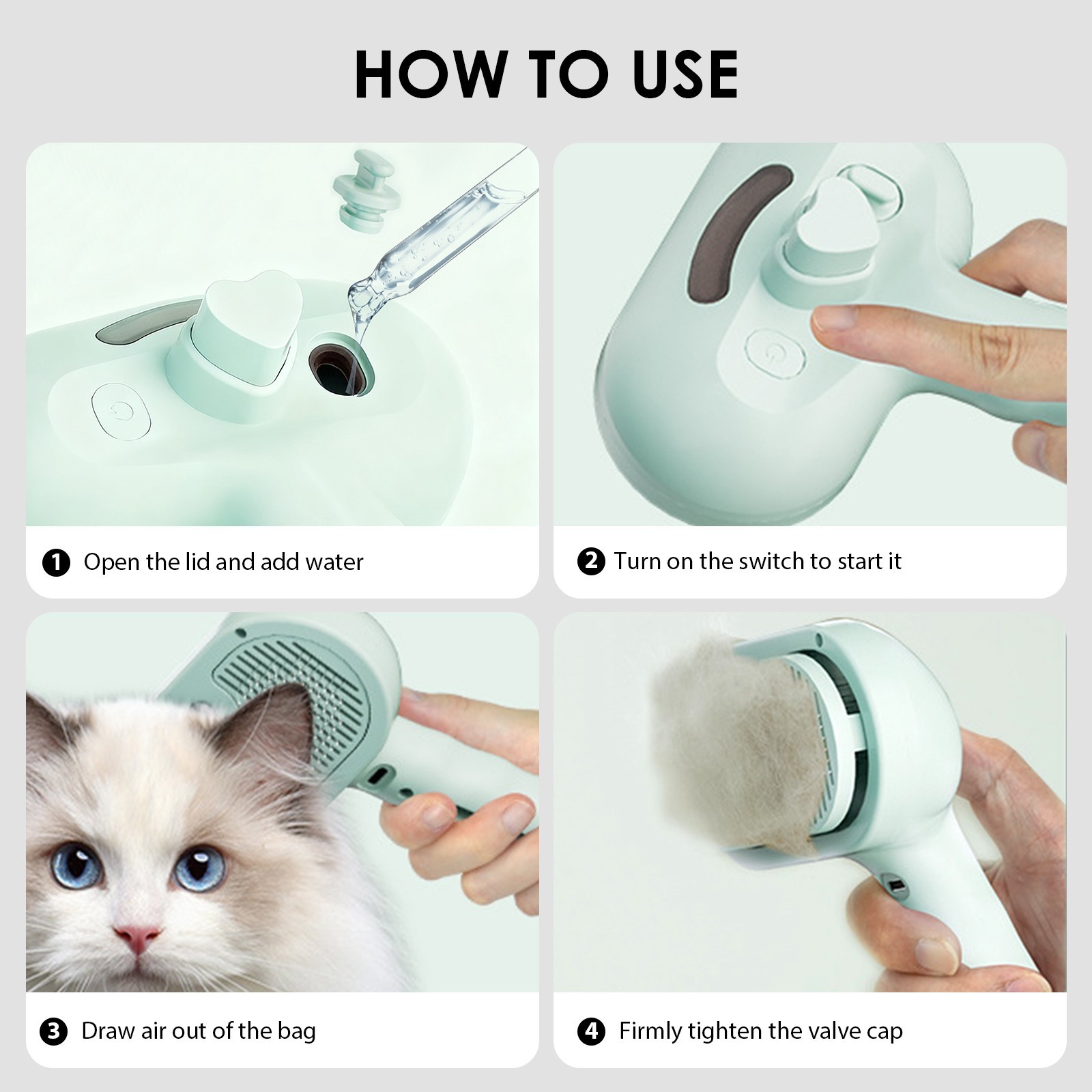 3-in-1 Pet Brush Steam Cat Hair Brush Dog Hair Brush Electric Steam Spray & Comb