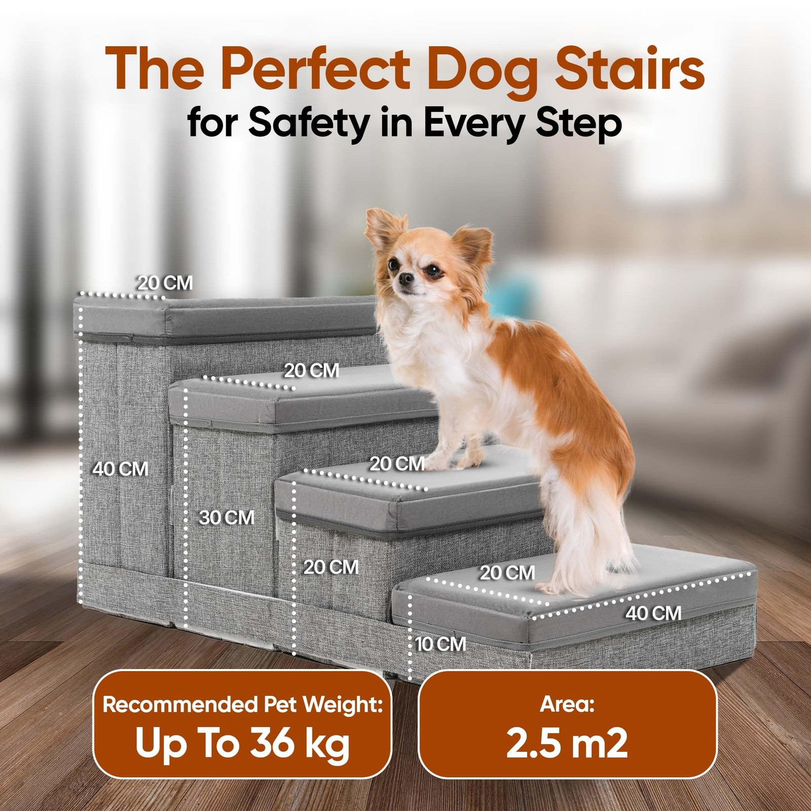 BOSQUE Dog Stairs for High Bed, Foldable Pet Stairs for Small Medium or Large…