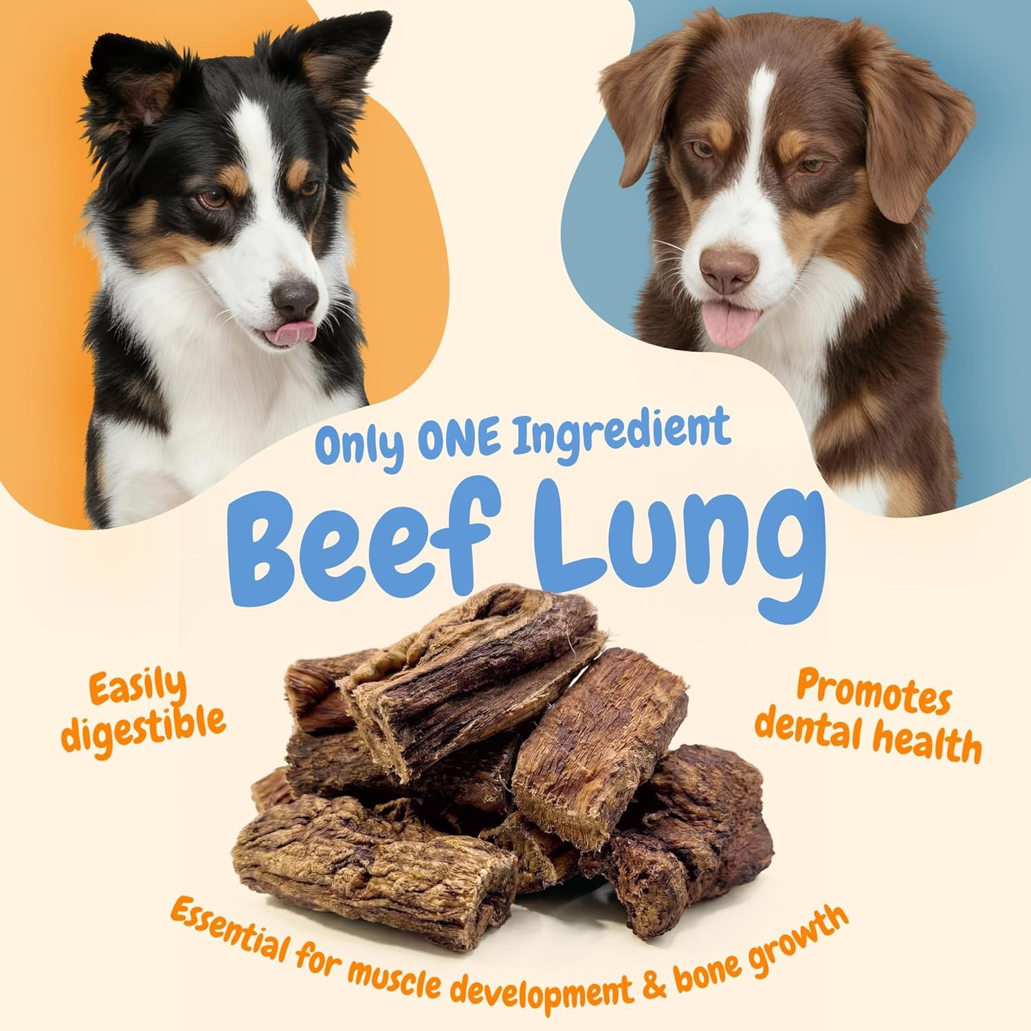 Beef Lung Dog Treats – Two Pounds – Dehydrated & Roasted Tips – All Natural Drie