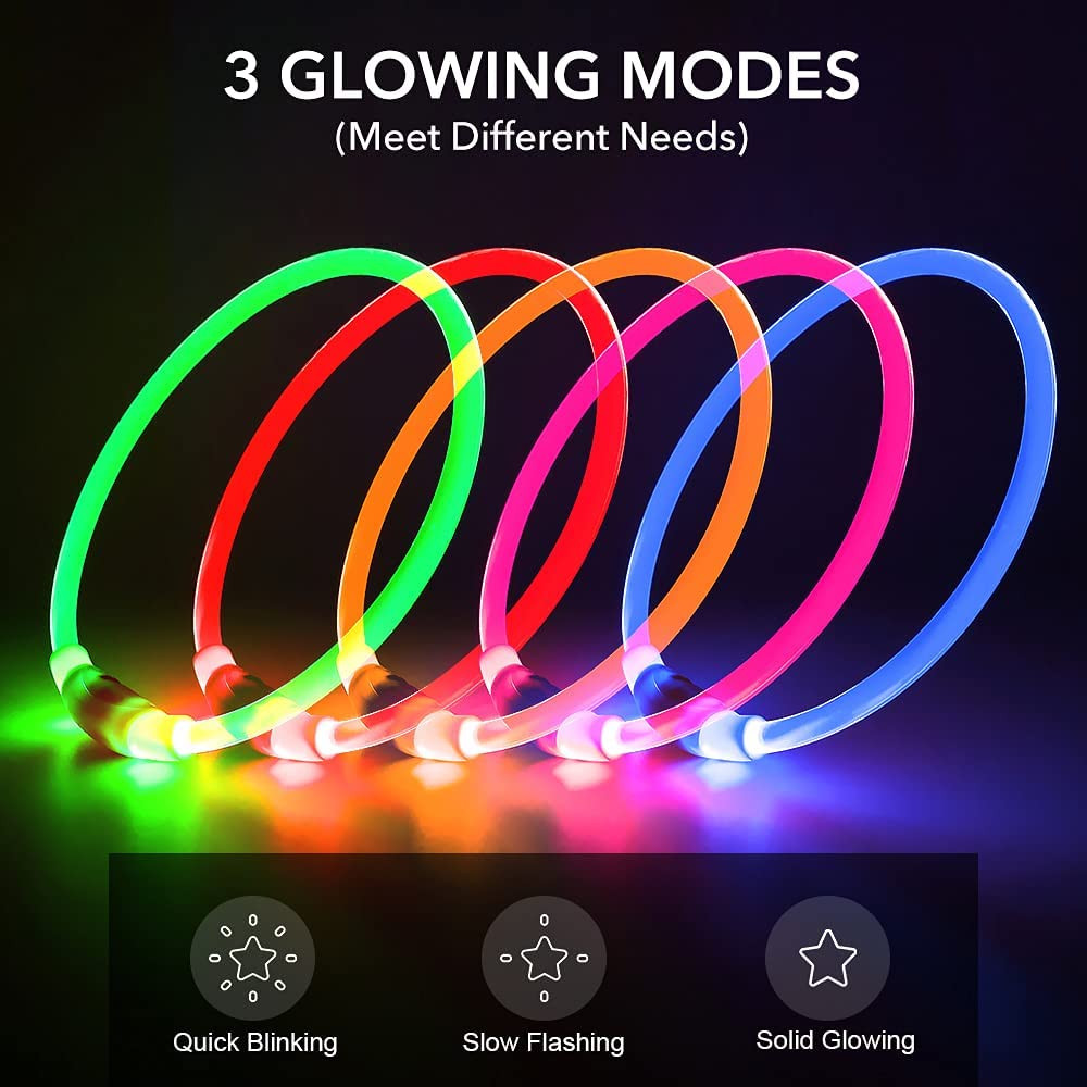 Rechargeable LED Dog Collar – Waterproof Lighted Safety Collar for Night Walks
