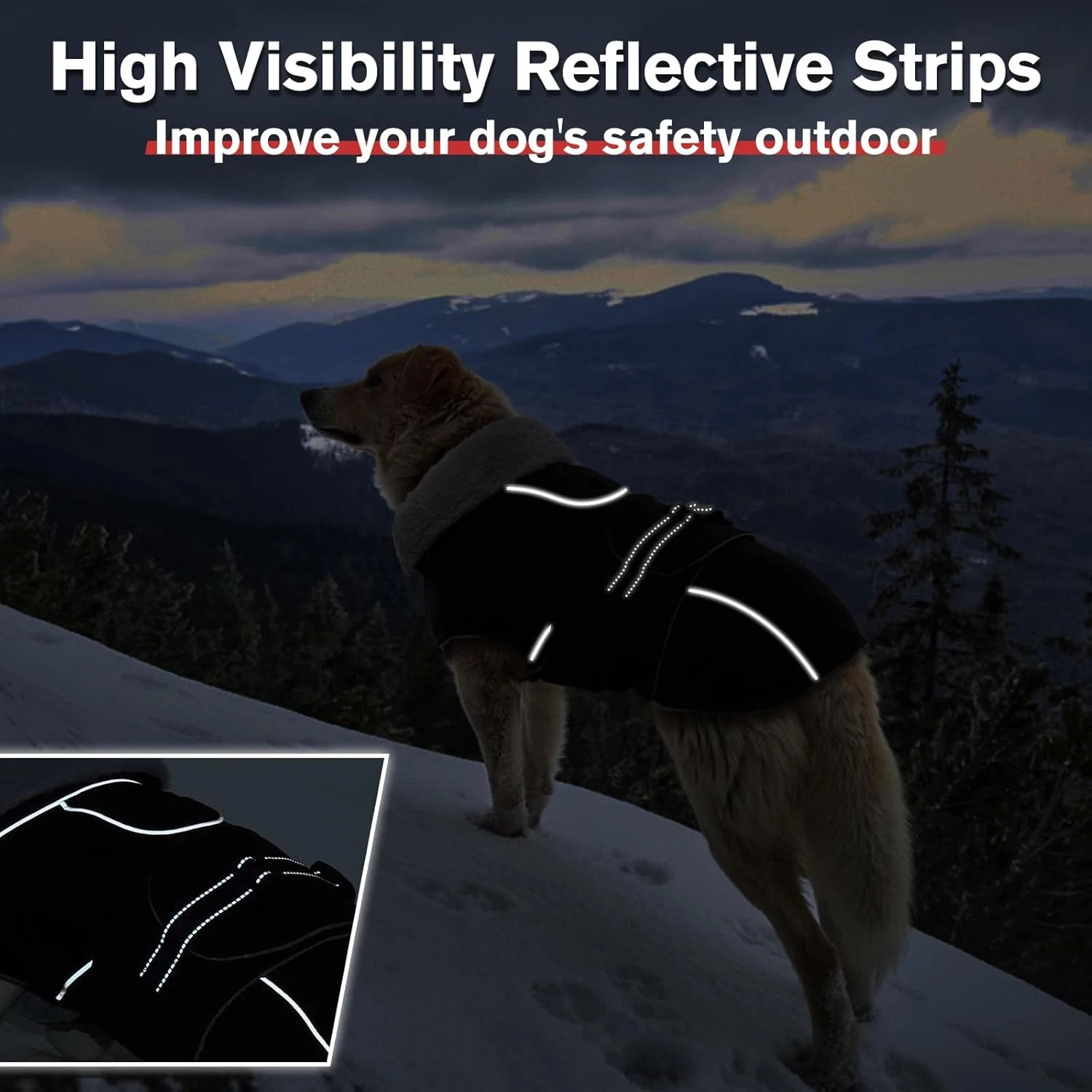 Warm Dog Coats for Large Dogs Waterproof Dog Jacket Reflective Pet Fleece Vest W