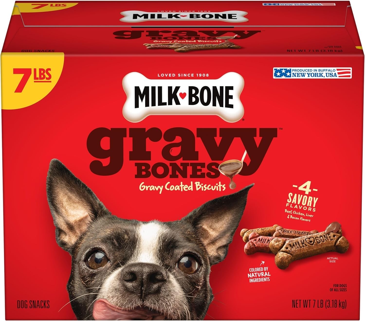 Milk-Bone Gravy Bones Dog Treats with 4 Meat Flavors Coated in Gravy, 7 LBS