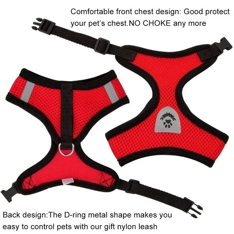 Cat Dog Pet Harness Adjustable Control Vest Dogs Reflective S, M, L, Leash