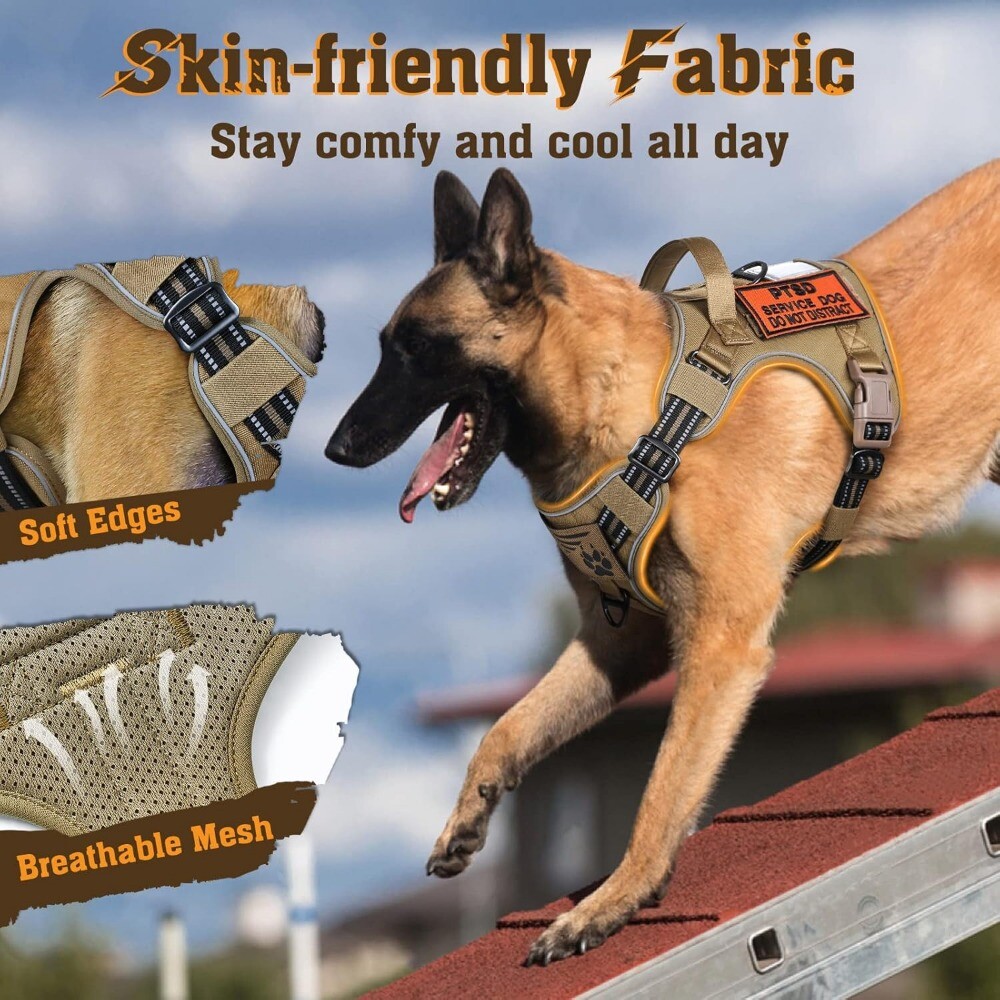 rabbitgoo Military Tactical No Pull Dog Harness with Handle Adjustable Training