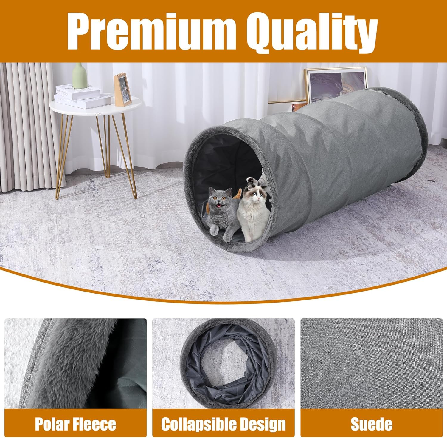 Extra Large Dog Tunnel for Large Dogs, Cats & Adults, Jumbo 22X22X51 Inches, Col