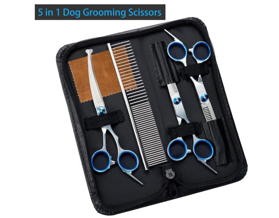 5 in 1 Premium Dog Grooming Scissors, Professional Dog Scissors for Grooming