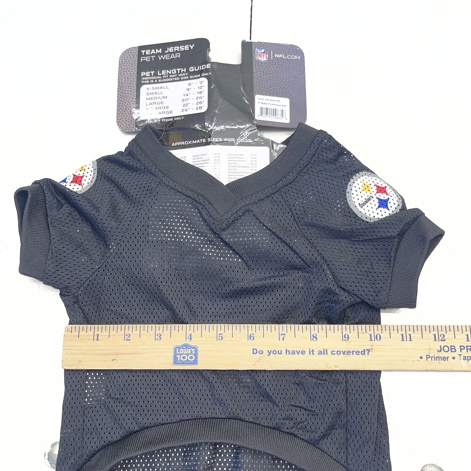 NFL Pittsburg Steelers Black Mesh Short Sleeve Pet Dog Jersey Size M Defects