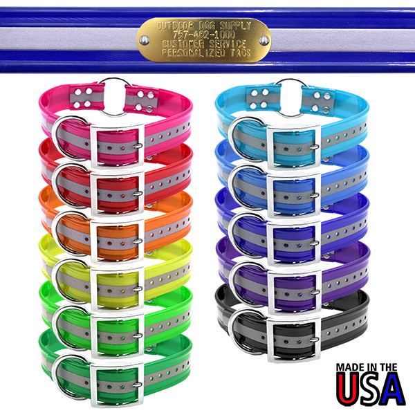 21″ Hunting Dog Name Collar Strap Heavy Duty Center Ring 1 1/2″ Wide Reflective
