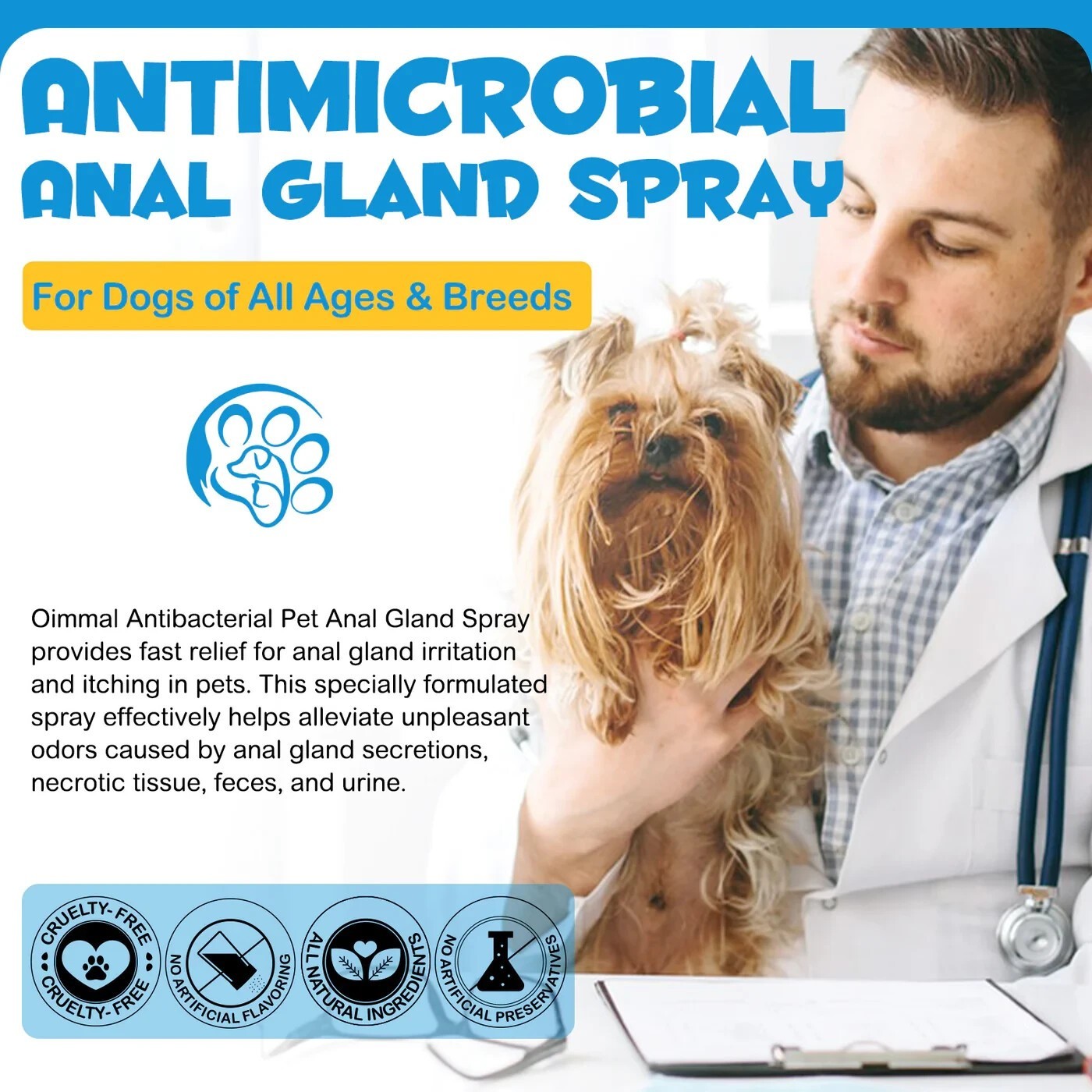 Dog Anal Gland Fast Pain Relieves & Soothes Itching, Anti-Itch Spray for Dogs